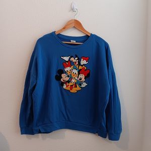 Disney Sweater Women Size XXL Blue Mickey And Friends